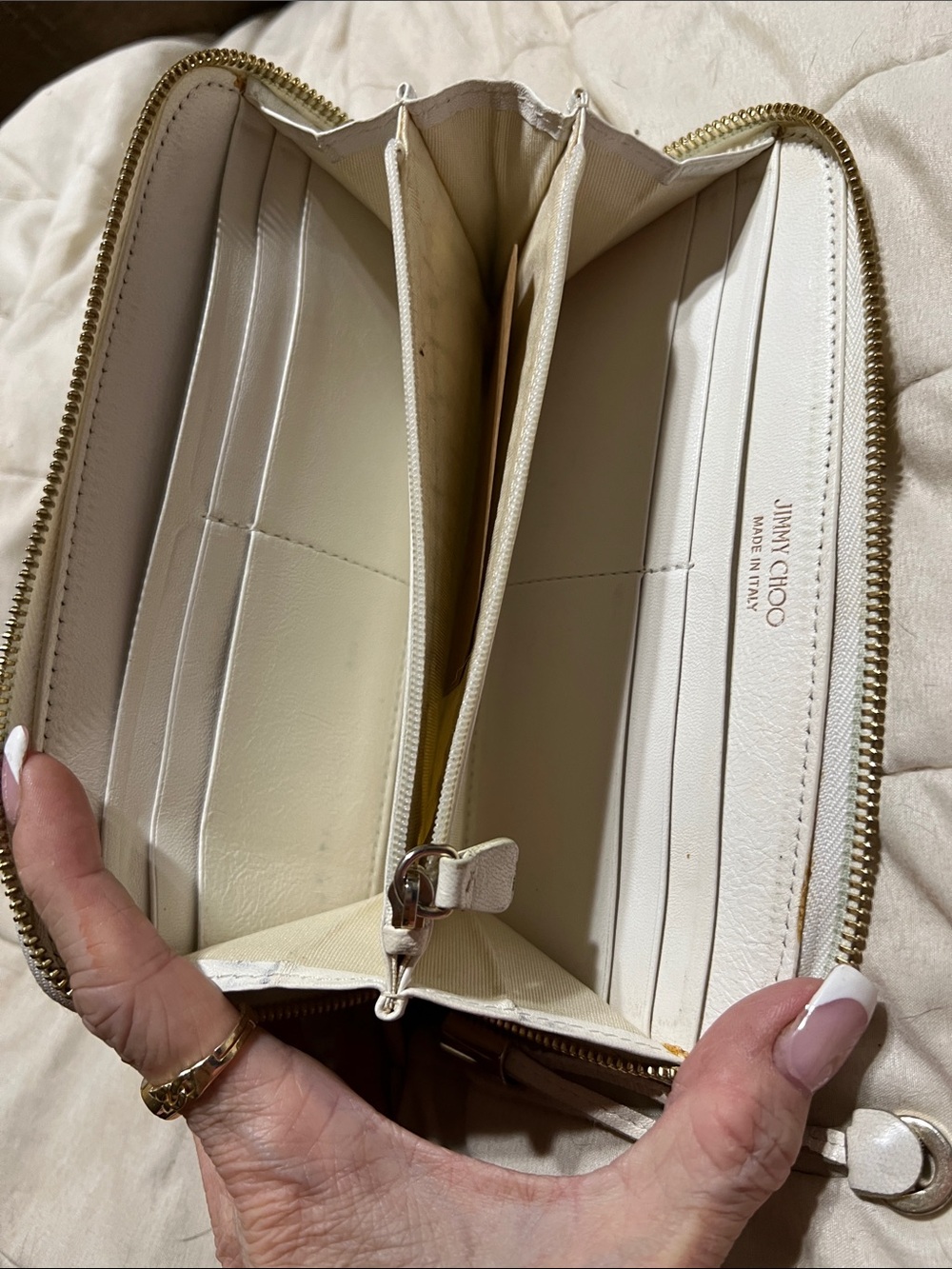Jimmy Choo White Star-Studded Leather Wristlet Clutch - Picture 4 of 5